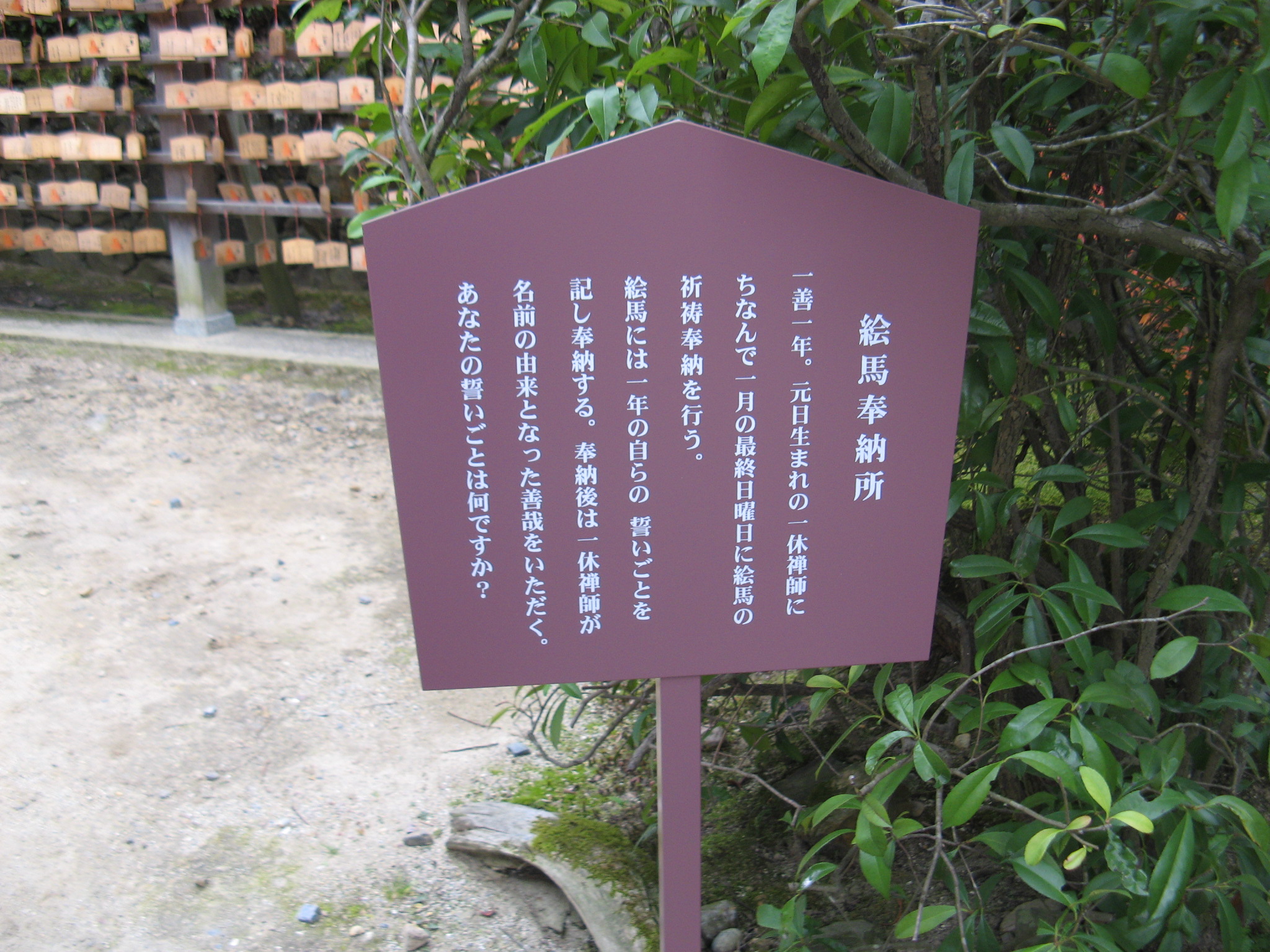 絵馬奉納所説明板